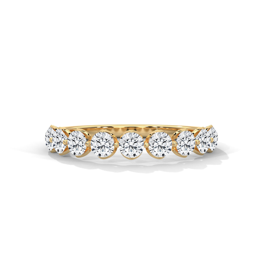 Nine Round Cut Moissanite Half Eternity Band