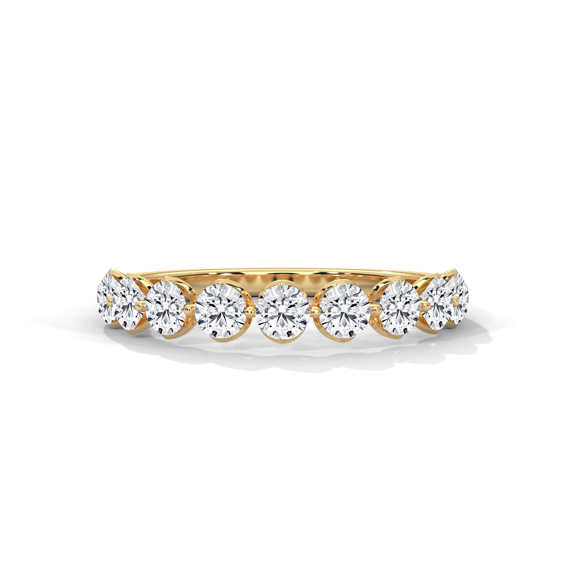Nine Round Cut Moissanite Half Eternity Band