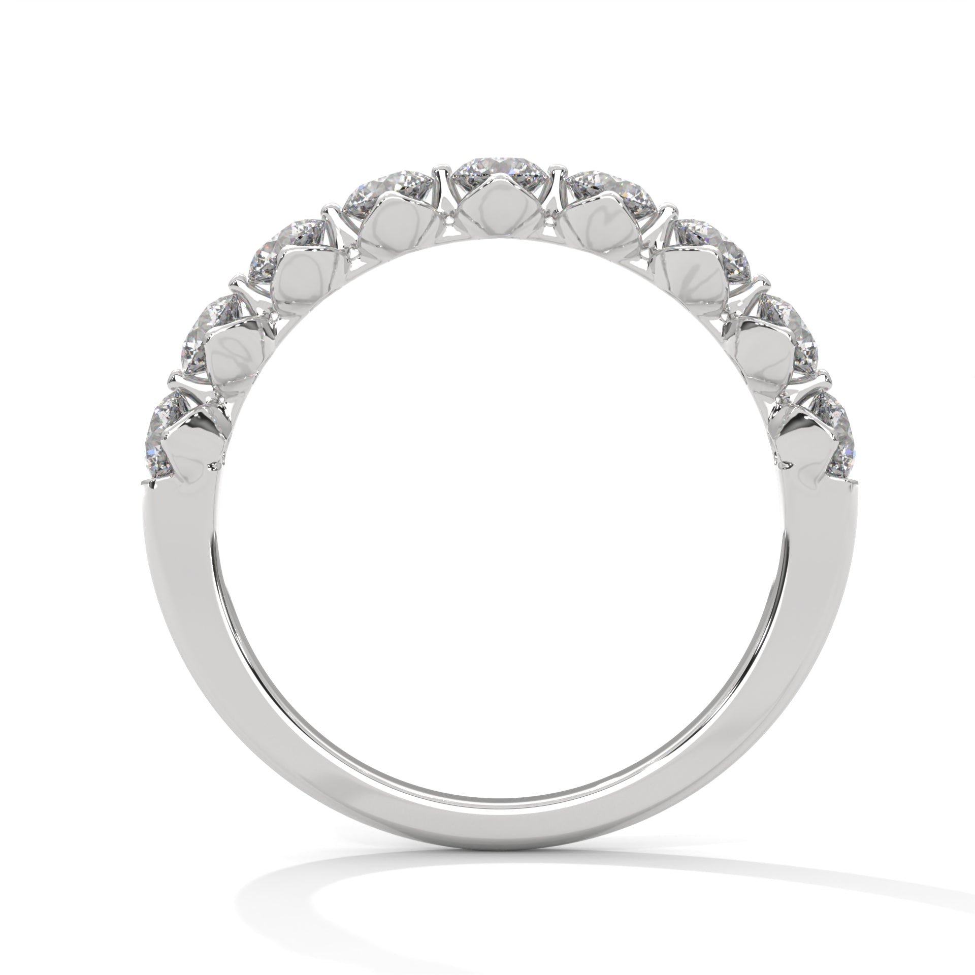 Nine Round Cut Moissanite Half Eternity Band in White Gold
