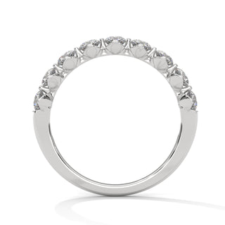 Nine Round Cut Moissanite Half Eternity Band in White Gold