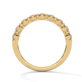 Nine Round Cut Moissanite Half Eternity Band in Yellow Gold