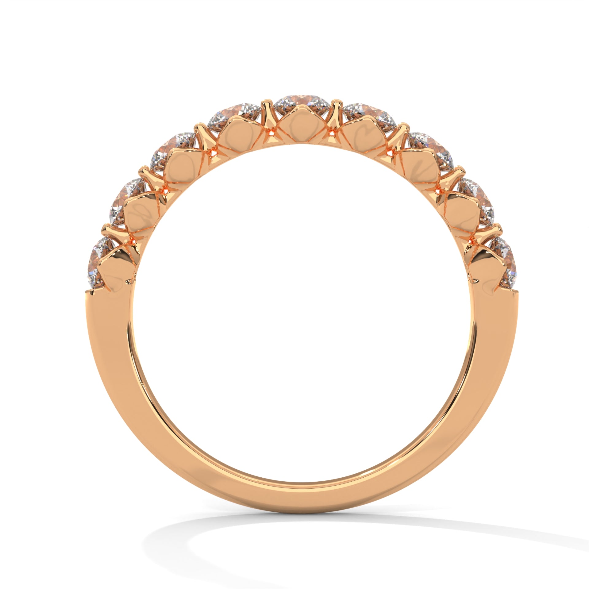 Nine Round Cut Moissanite Half Eternity Band in rosegold