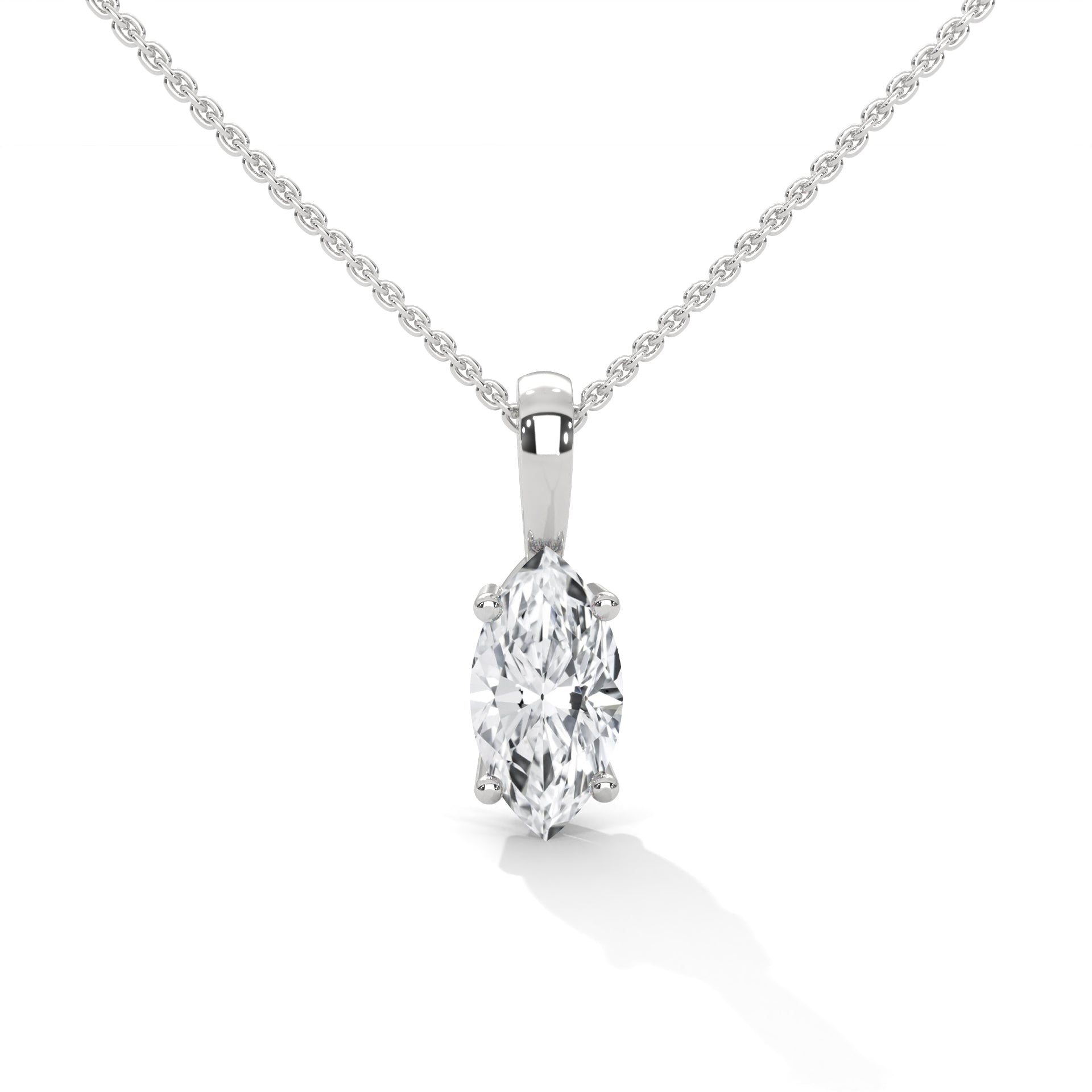 Oval Diamond Pendant with Four Prong Mounting