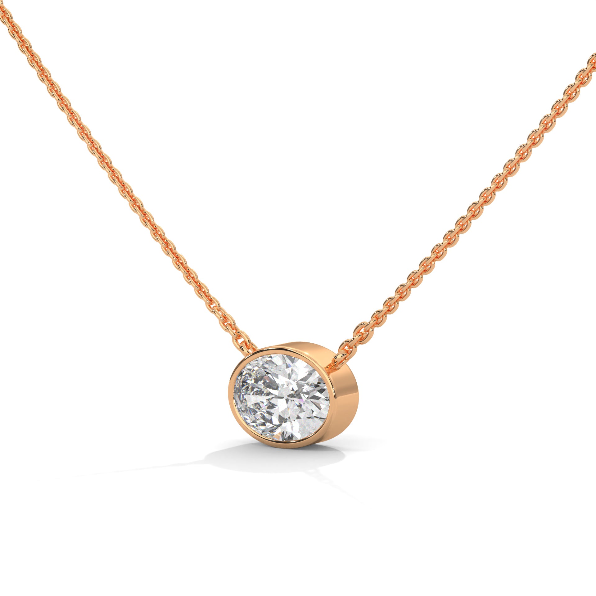 Oval Diamond Solitaire Pendant in 10K rose gold
