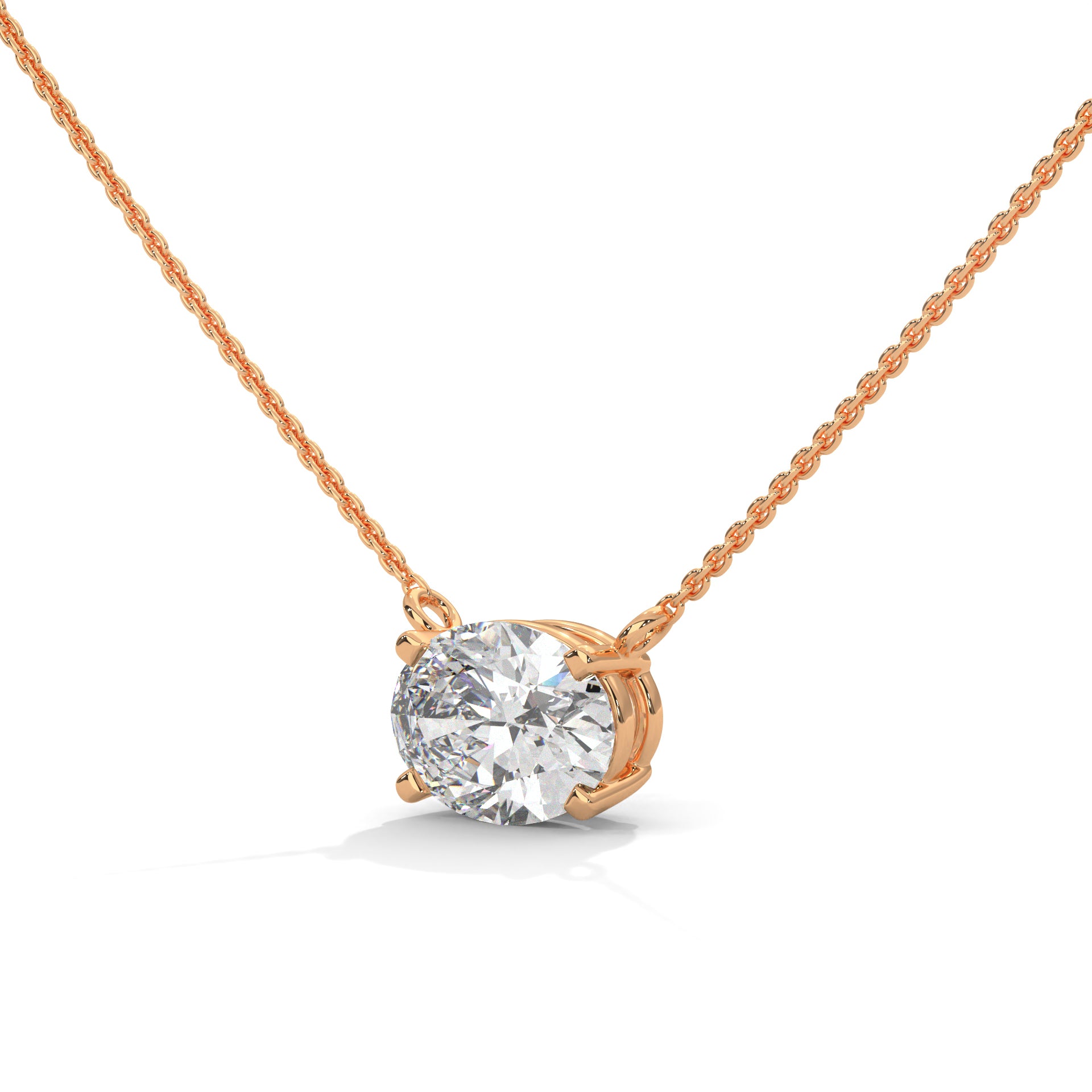 Oval Lab Grown Diamond Necklace with Chain