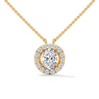 Oval Lab Grown Diamond Solitaire Pendent With Halo Setting