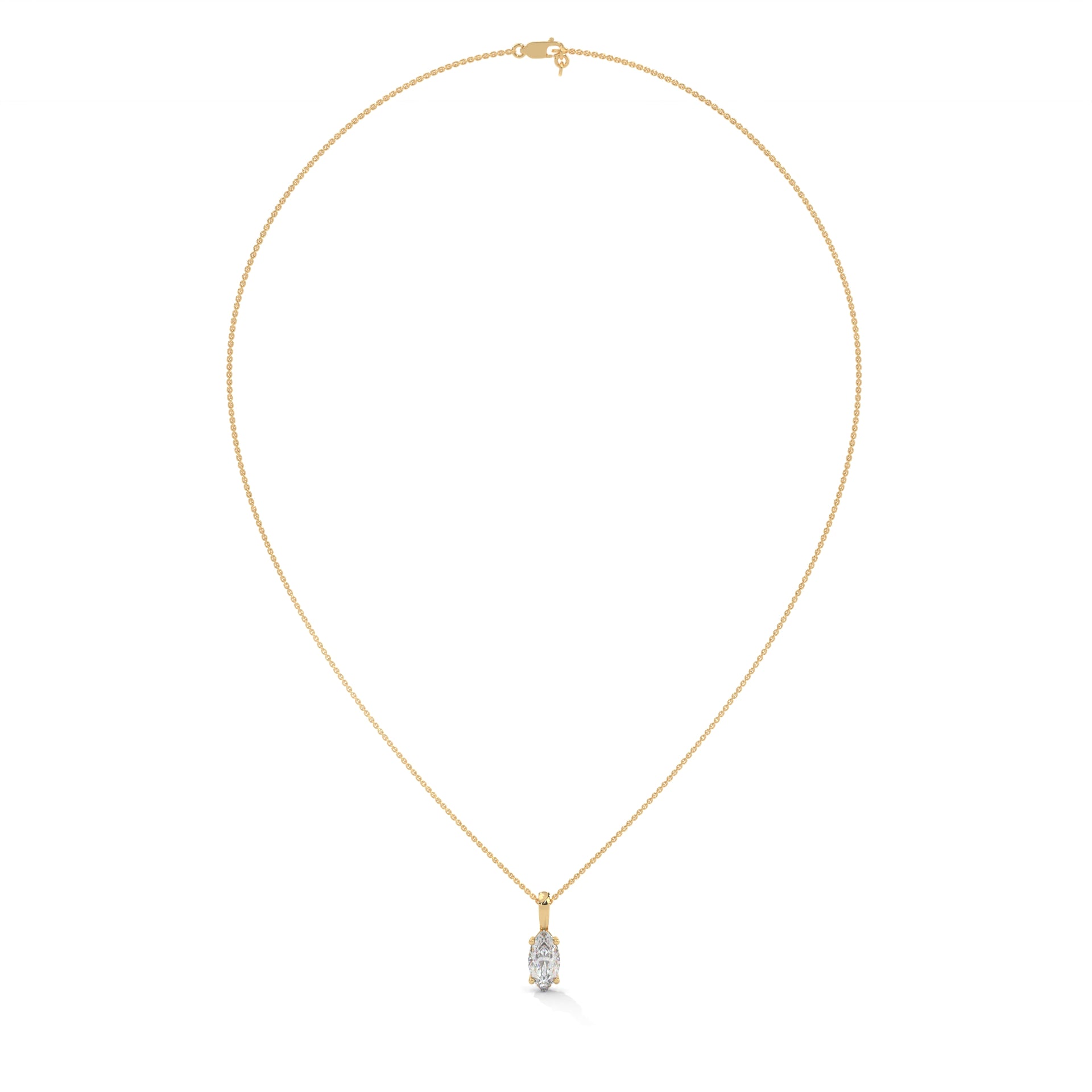 Oval Solitaire Diamond Pendant Necklace