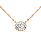 Oval Solitaire Pendant with Chain in rose gold