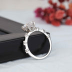 Oval cut moissanite Engagement Ring with Surprise Diamond