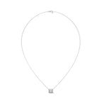 East West Emerald Cut Lab Grown Diamond Solitaire Pendant with Bezel Set, Emerald Solitaire Pendant with Chain