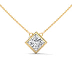 Princess Cut Diamond Bezel Set Necklace
