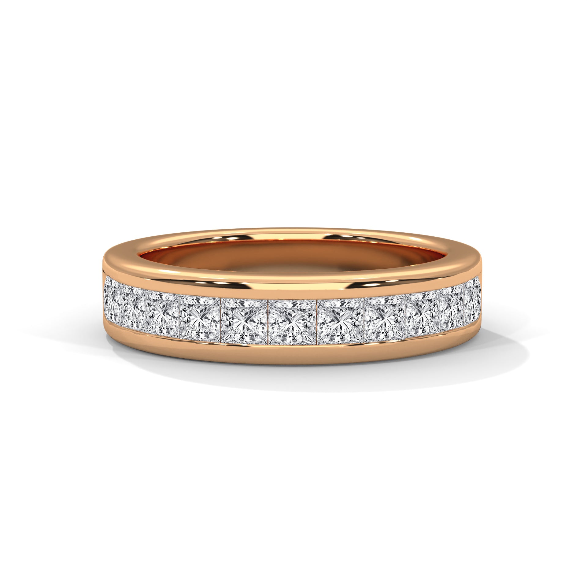 Princess Cut Diamond Half Eternity Band with Channel Set