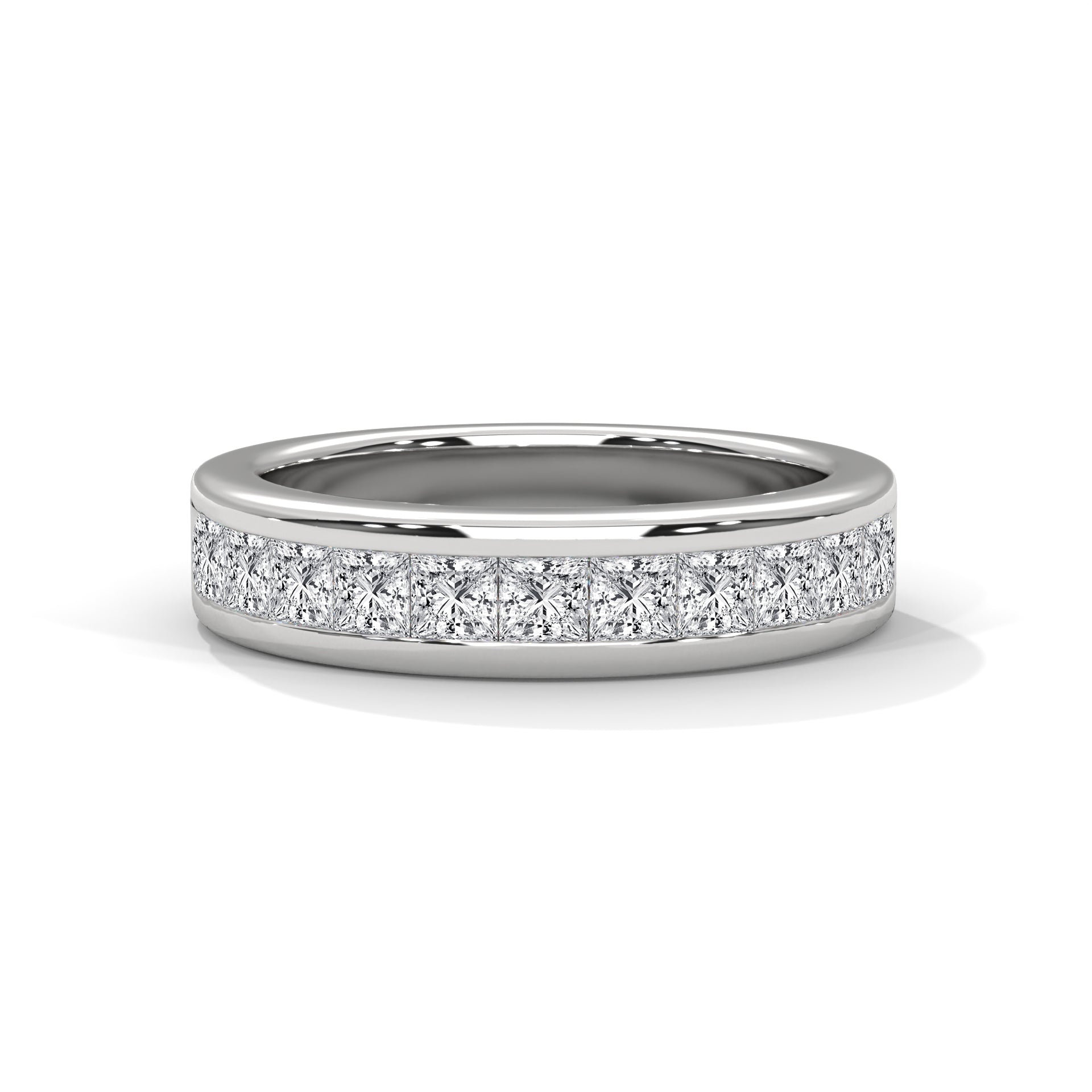 Princess Cut Moissanite Half Eternity Band with Channel Set