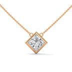 Princess Cut Lab Grown Diamond Bezel Set Necklace
