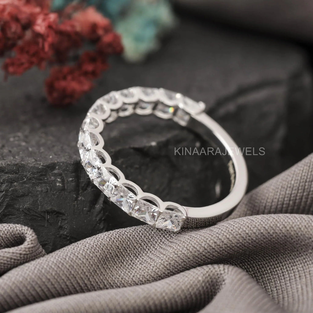 Princess Cut Moissanite Half Eternity Band