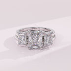 Radiant diamond stacking enhancer band paired with a solitaire engagement ring