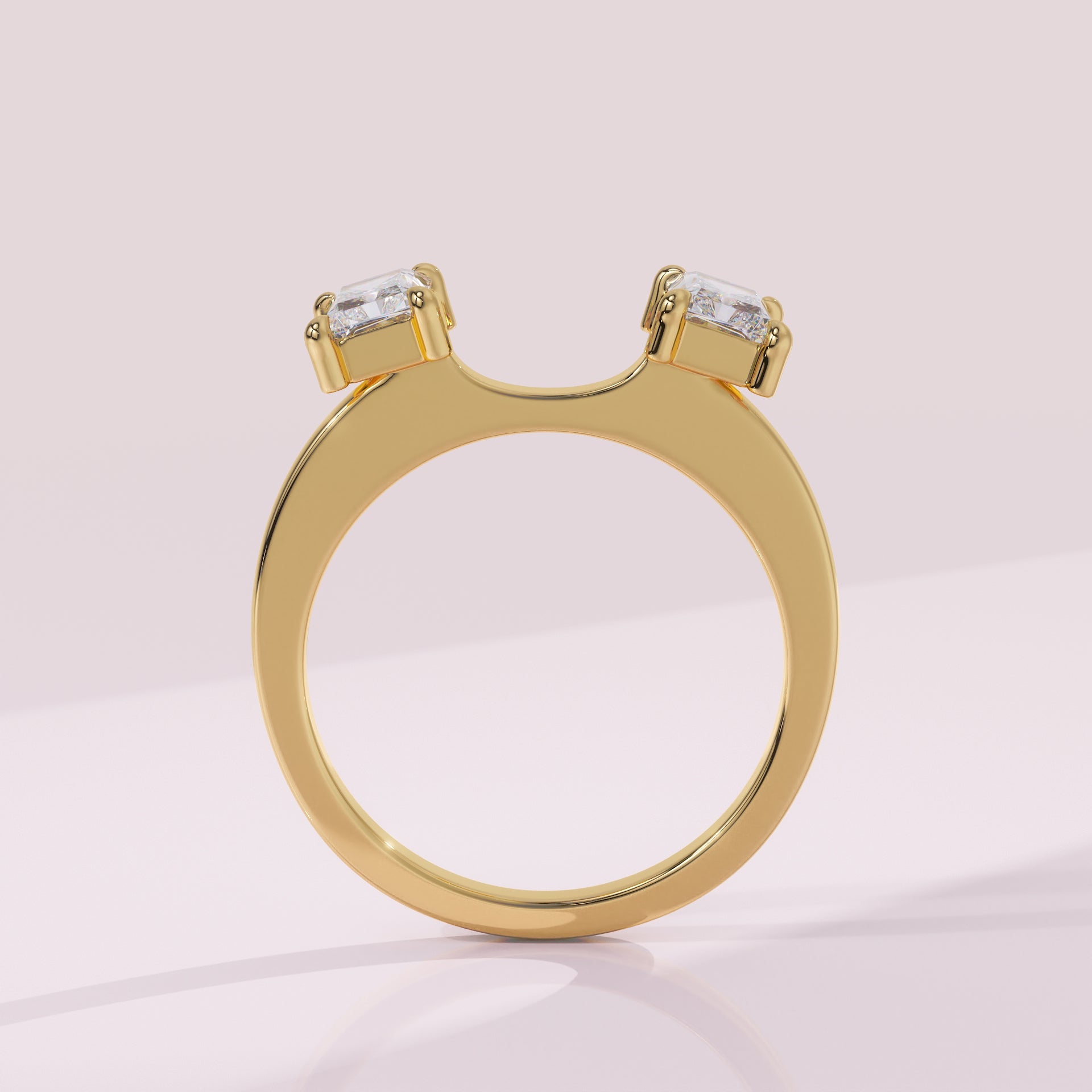 Radiant diamond wrap wedding ring enhancer framing a solitaire engagement ring