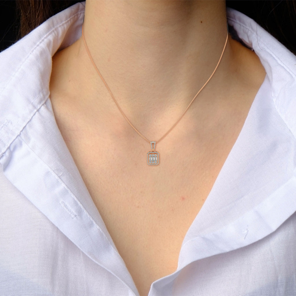 Rose Gold Cluster Diamond Pendant