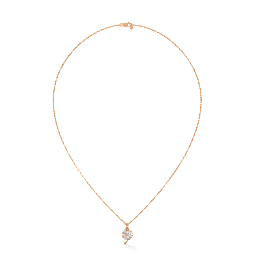 Rose Gold Heart Diamond Pendant with Button Prong Setting