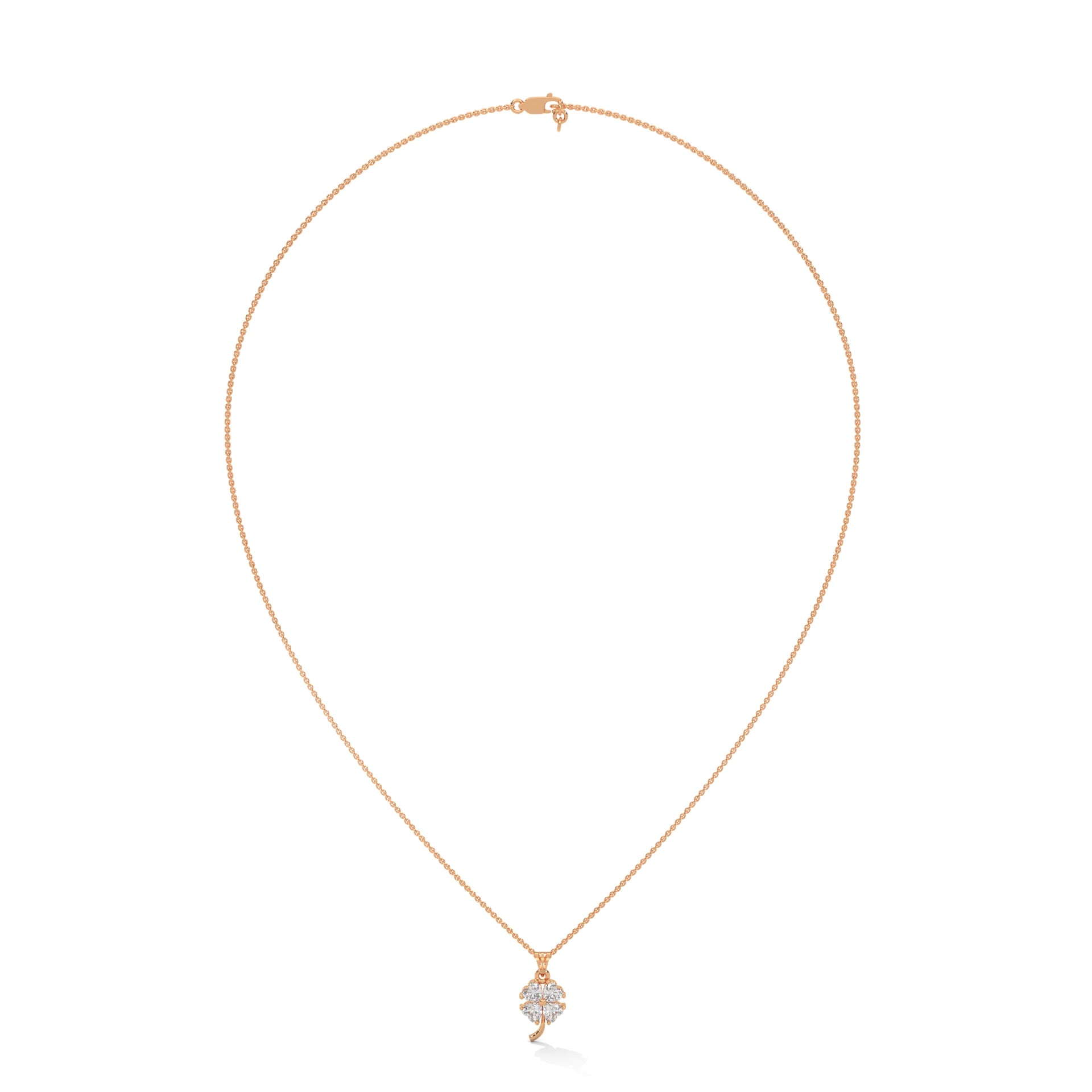 Rose Gold Heart Diamond Pendant with Button Prong Setting