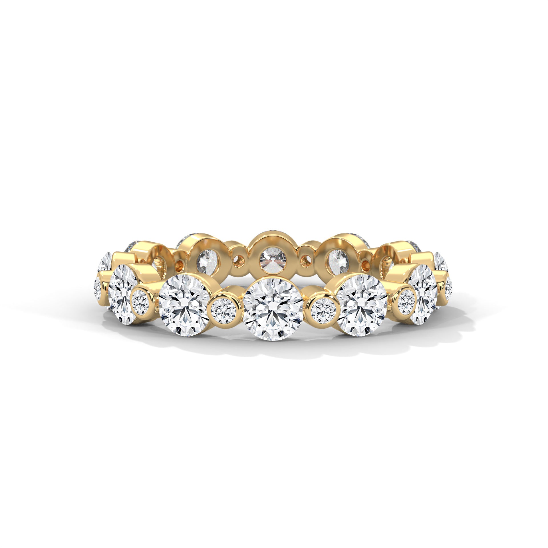 Rose Gold Moissanite Eternity Band with Alternating Design