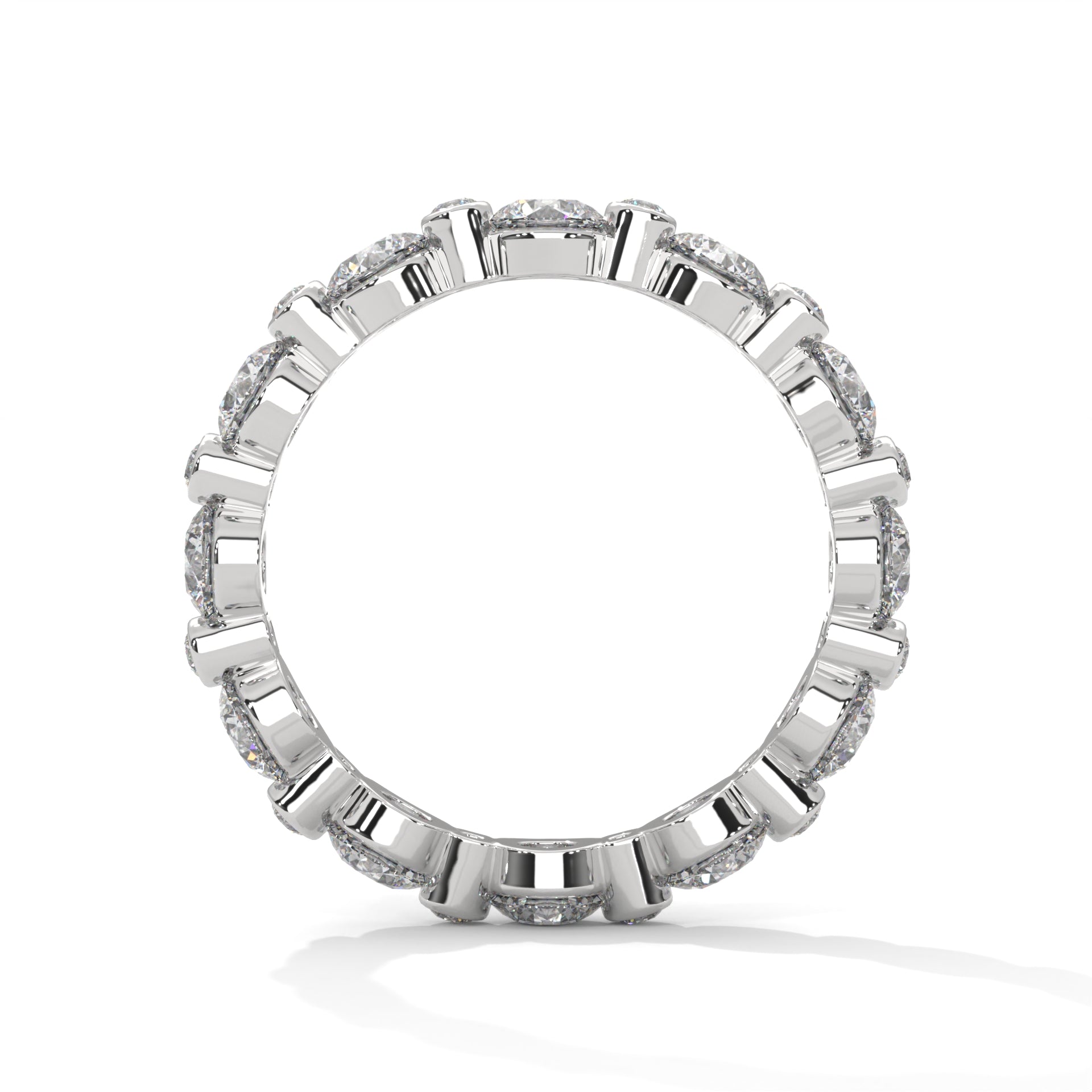 Rose Gold Moissanite Eternity Band with Alternating Design in silver