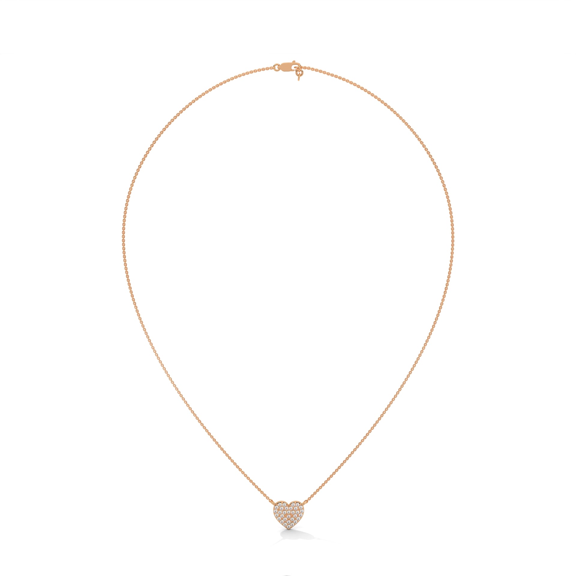 Rose Gold Round Diamond Pendant with Chain