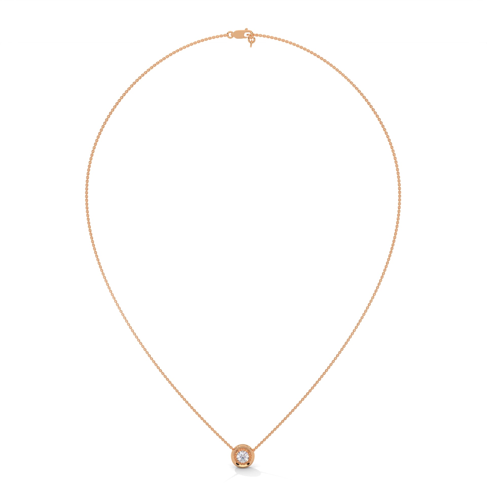 Round Cut Diamond Necklace with Bezel Setting