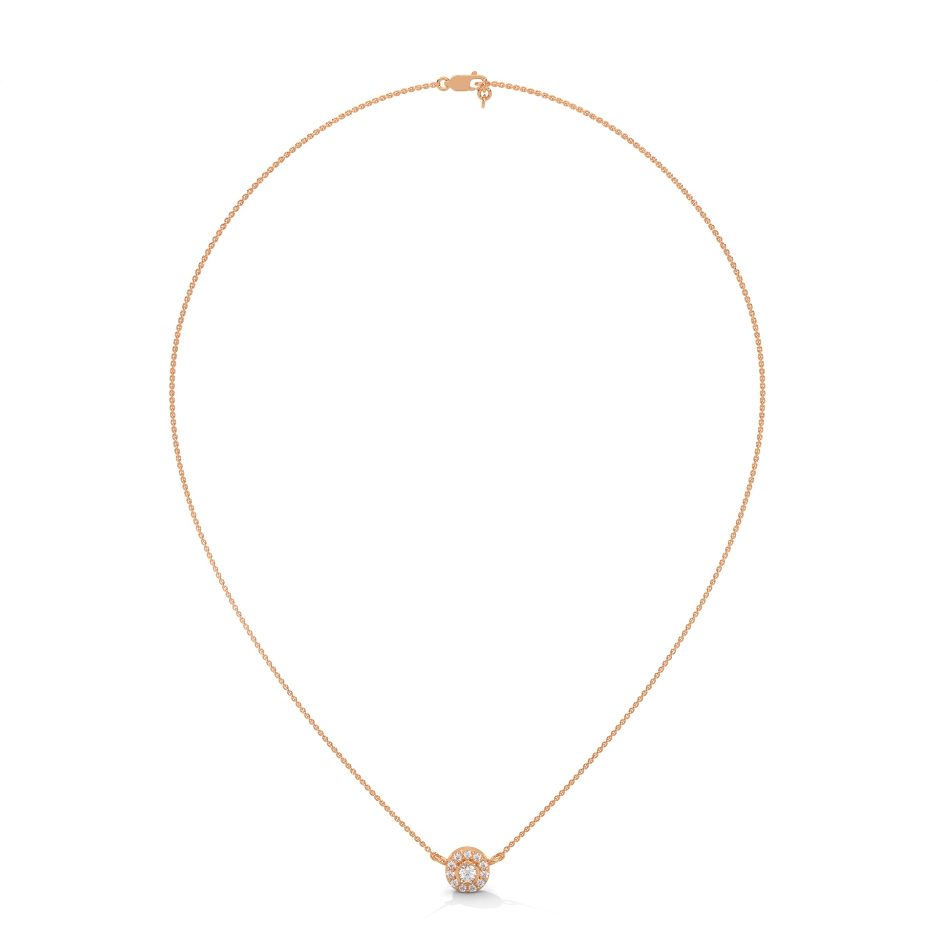 Round Cut Diamond Pendantin 10K Rose Gold