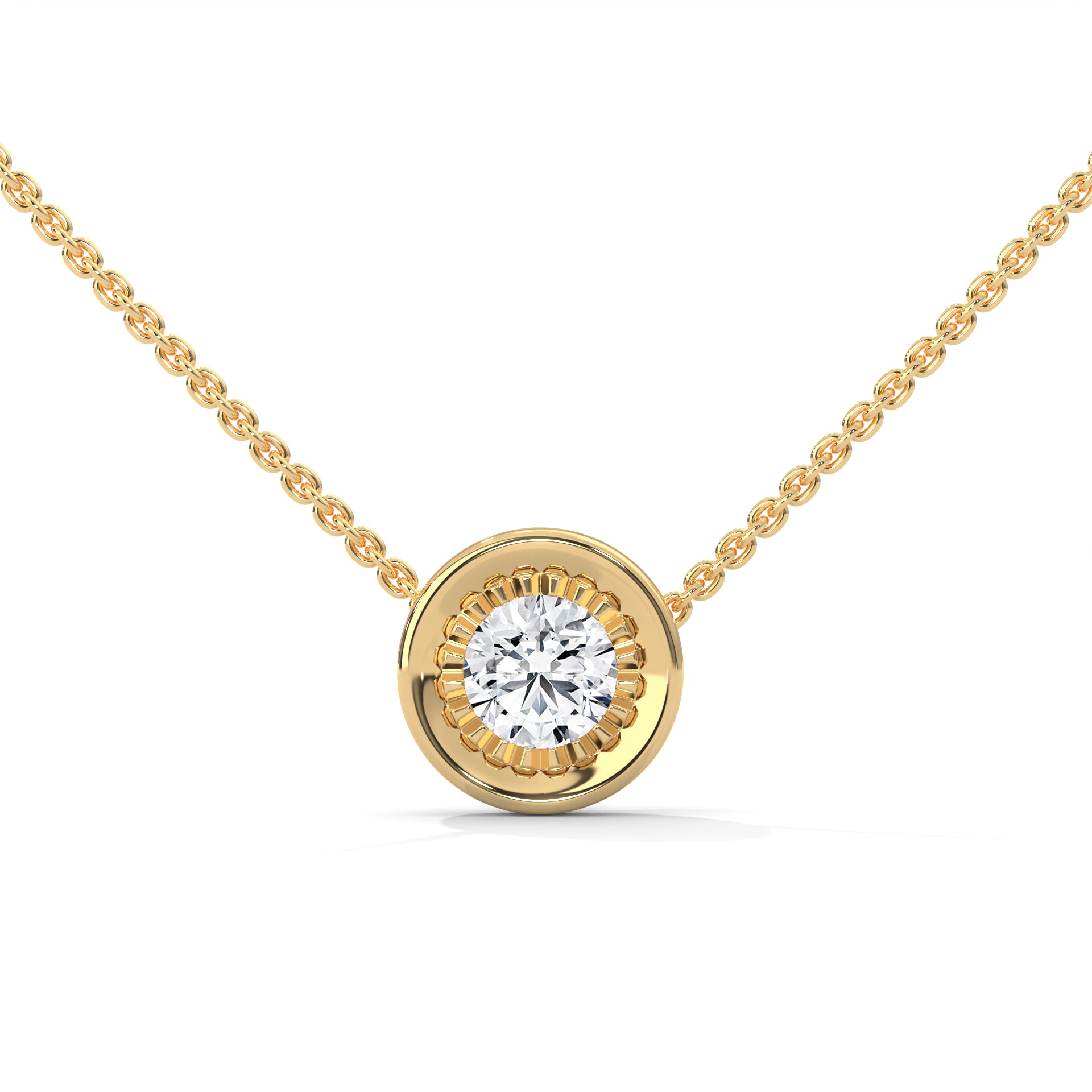 Round Cut Diamond Pendant with Bezel Setting