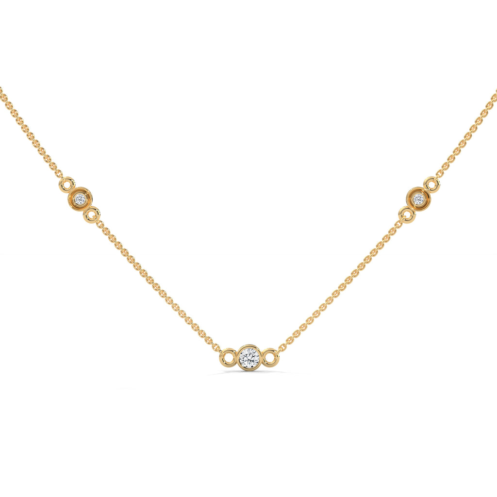 Round Cut Diamond Solitaire Bezel set Pendent with Chain