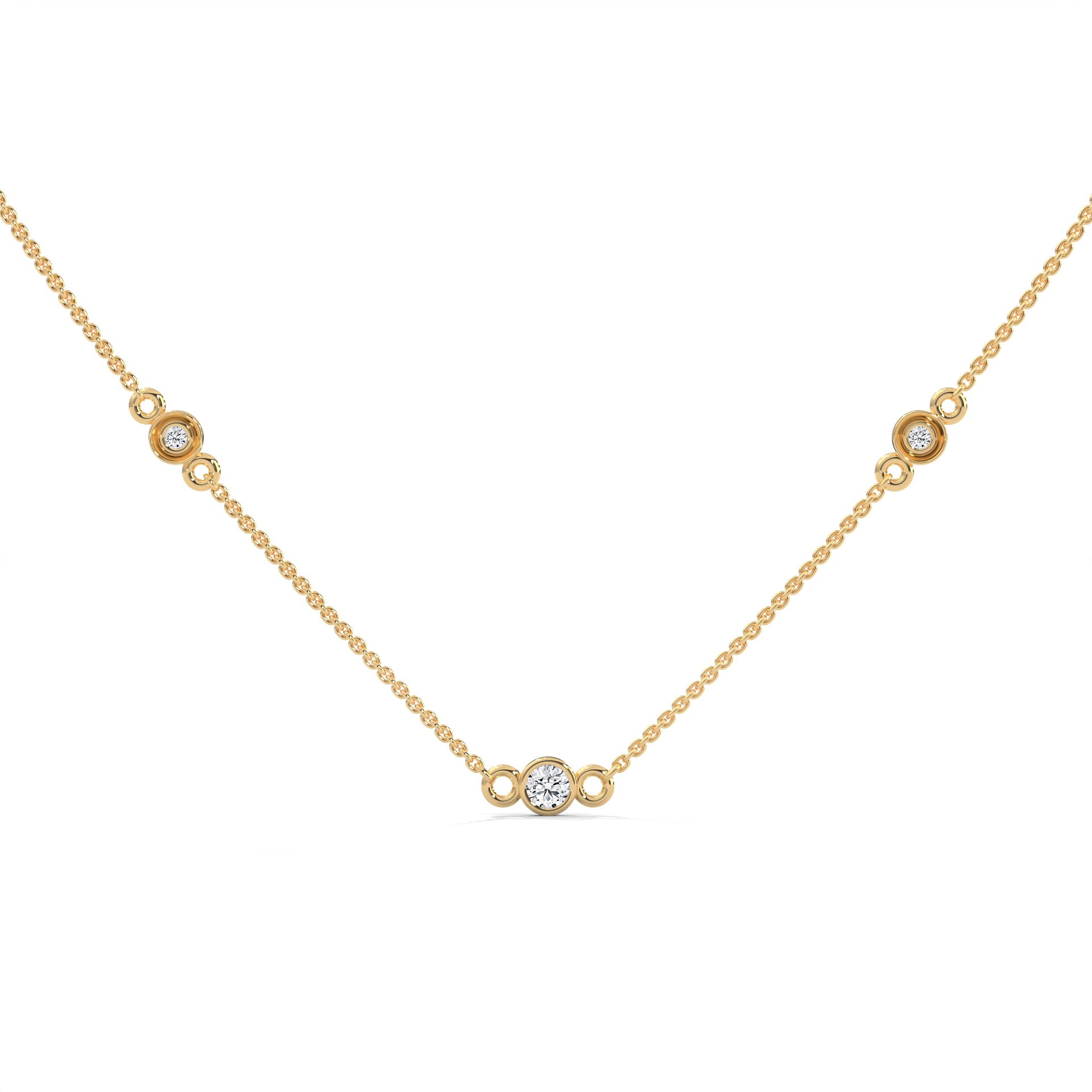 Round Cut Diamond Solitaire Bezel set Pendent with Chain