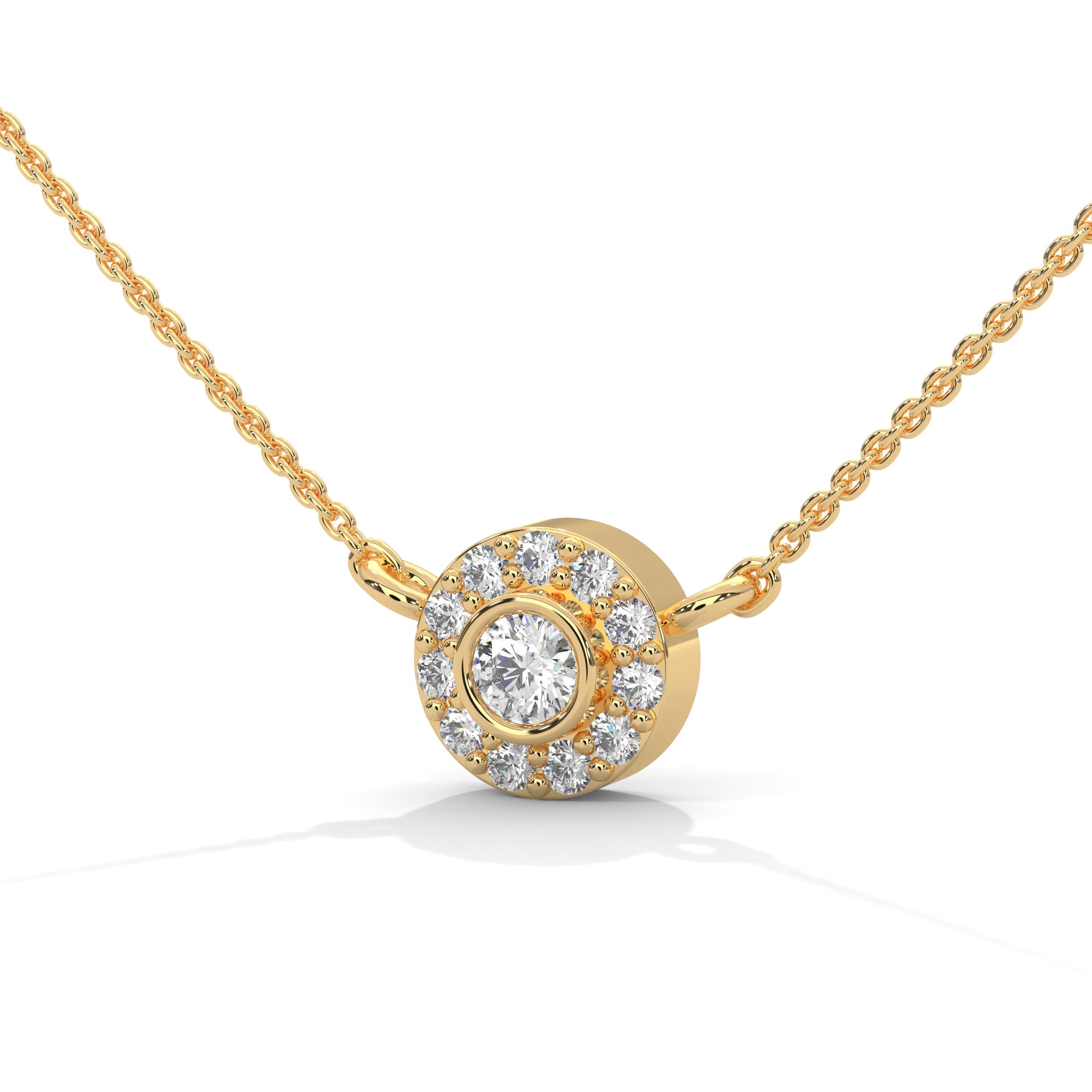 Round Cut Diamond Solitaire Necklace in 14K Gold
