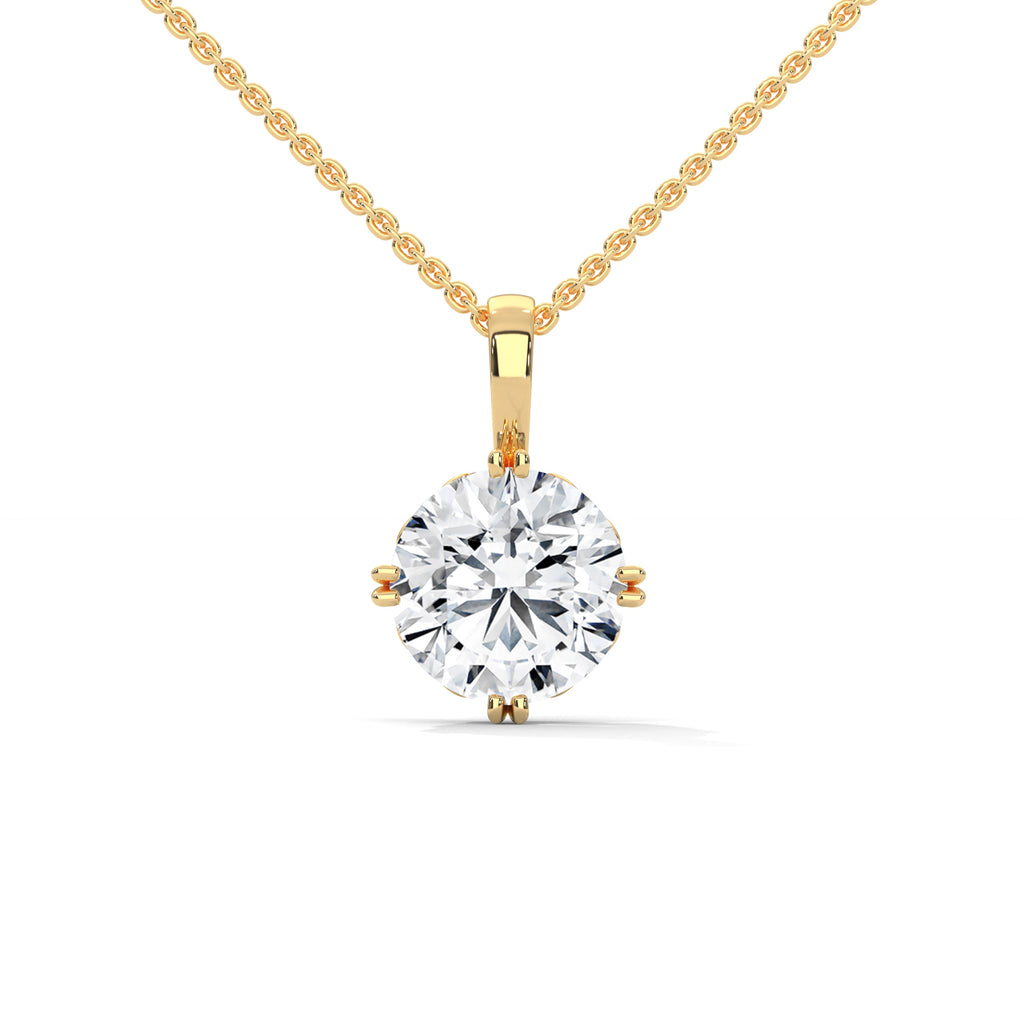 Round Cut Diamond Solitaire Pendant with 4 Double Prong setting