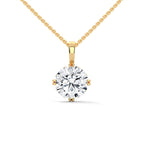 Round Cut Diamond Solitaire Pendant with 4 Double Prong setting