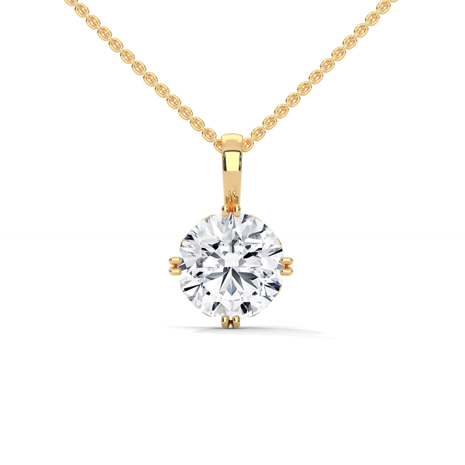 Round Cut Diamond Solitaire Pendant with 4 Double Prong setting