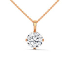 Round Cut Lab Diamond Solitaire Pendant with 4 Double Prong setting
