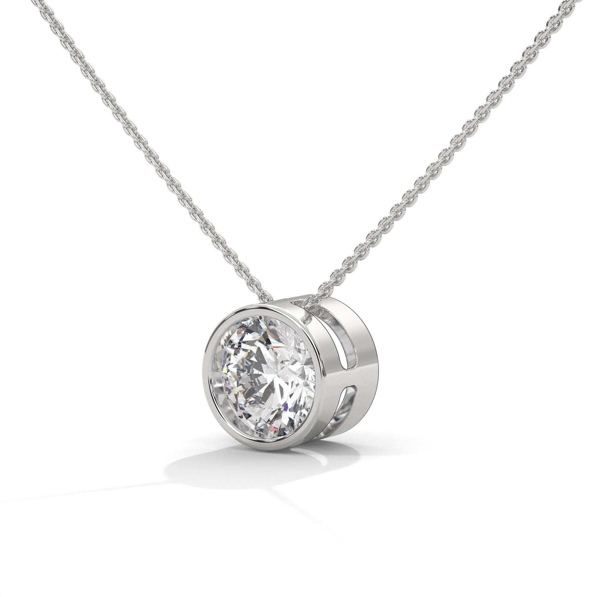 Round Cut Lab Grown Diamond Pendent in White Gold