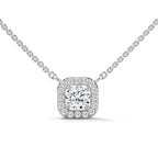 Round Cut Lab Grown Diamond Pendant in Halo Design
