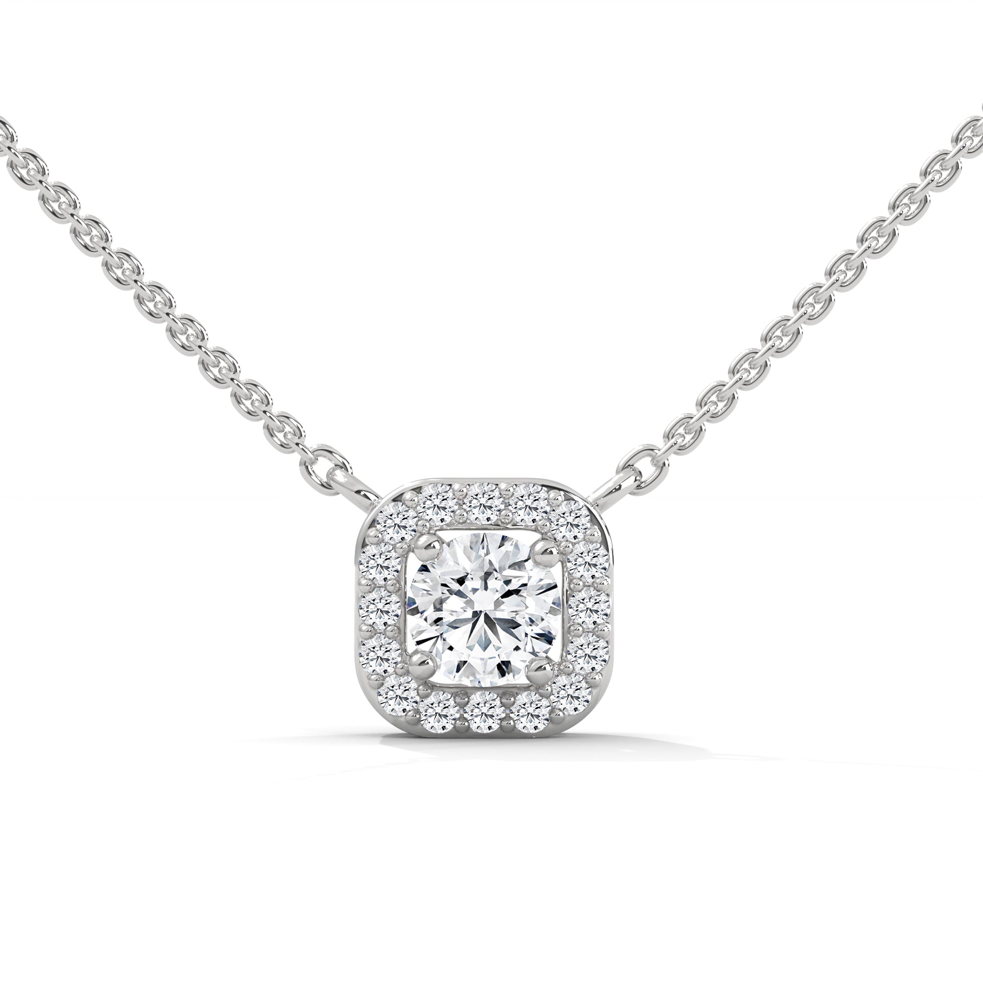 Round Cut Lab Grown Diamond Pendant in Halo Design