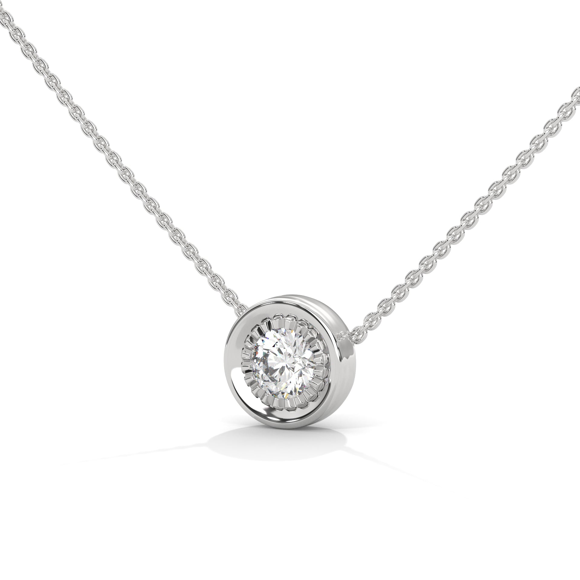 Round Cut Lab Grown Diamond Pendant with Bezel Setting