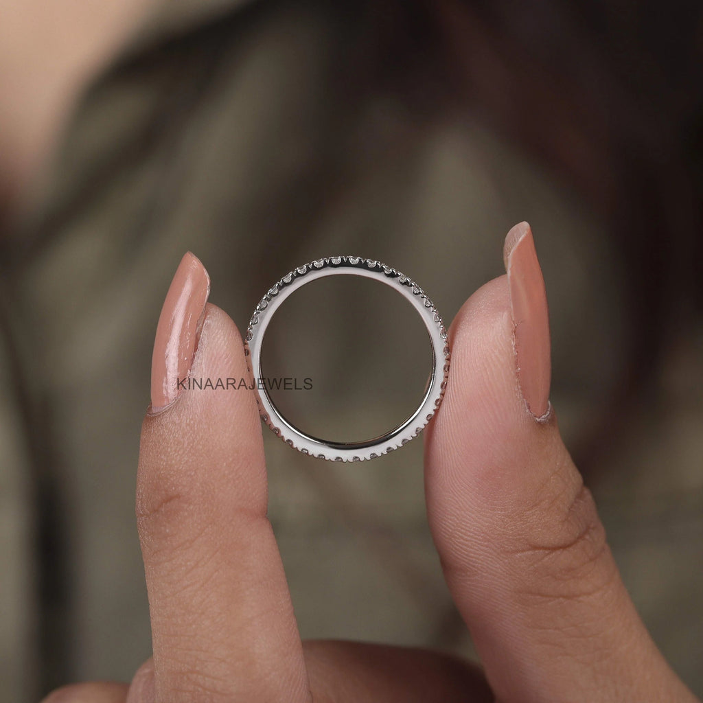 Round Cut Moissanite Eternity Wedding Band