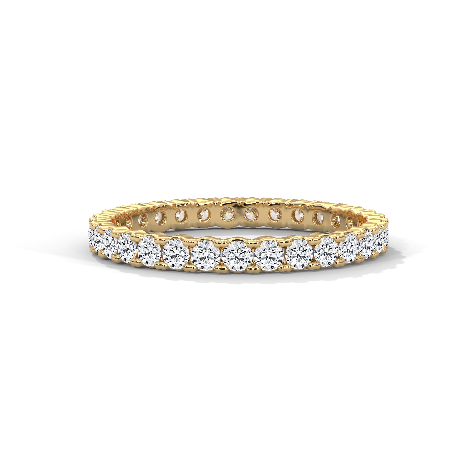 Round Cut Moissanite Eternity Wedding Band with Bezel Set