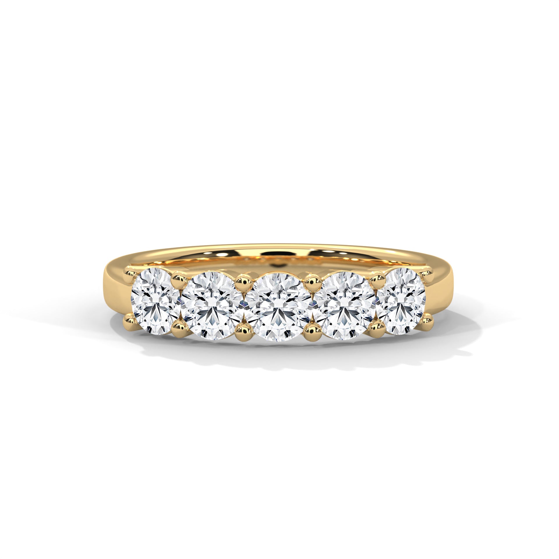 Round Cut Moissanite Five Stone Diamond Wedding Band for Her