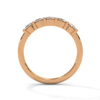 Round Cut Moissanite Five Stone Diamond Wedding Band in Rose gold