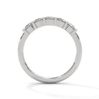 Round Cut Moissanite Five Stone Diamond Wedding Band in White gold
