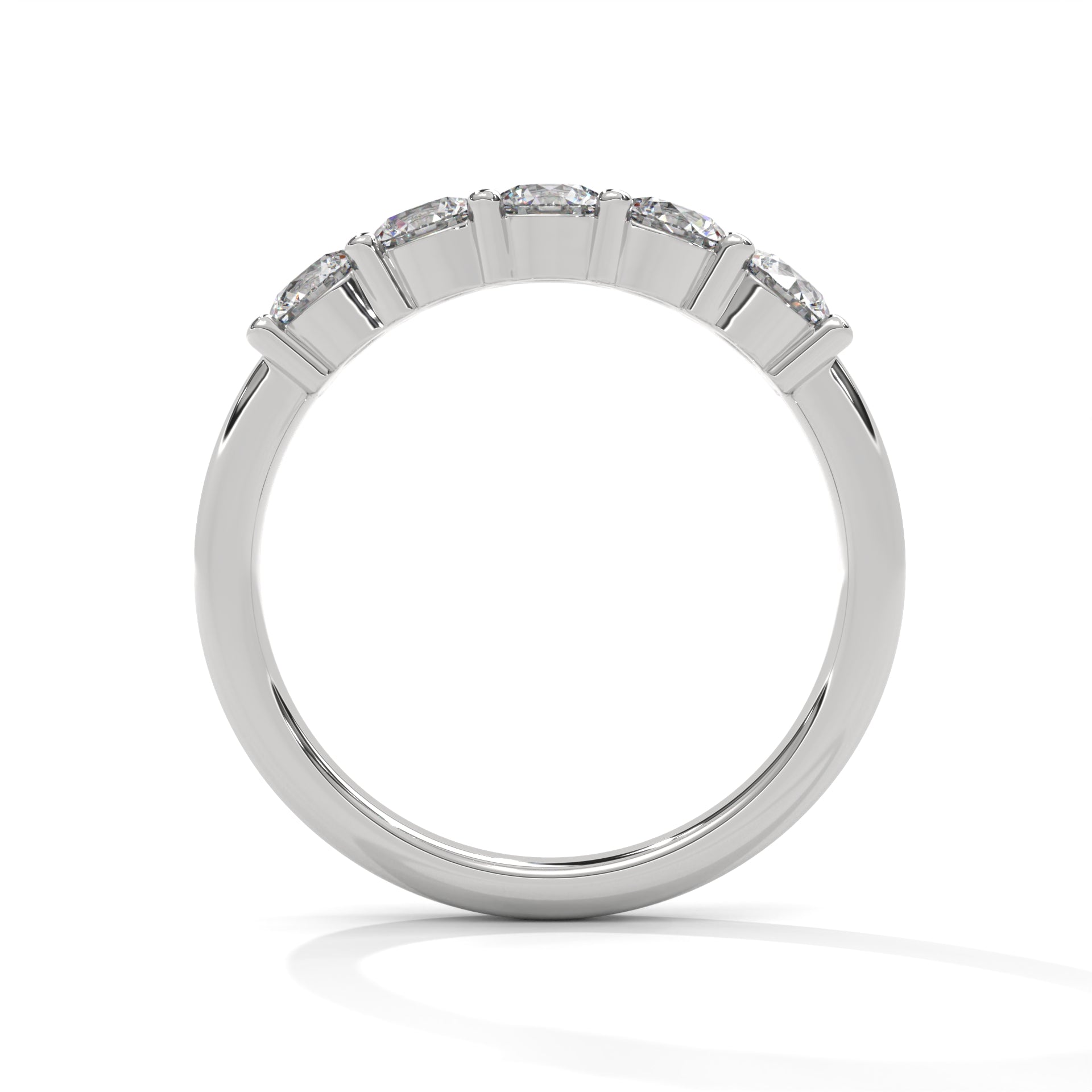 Round Cut Moissanite Five Stone Diamond Wedding Band in White gold