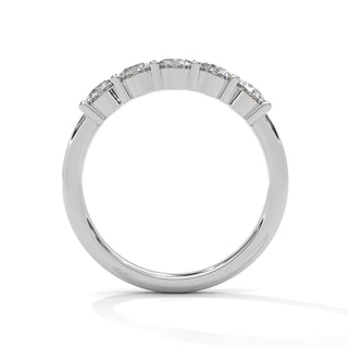 Round Cut Moissanite Five Stone Diamond Wedding Band in White gold