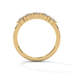 Round Cut Moissanite Five Stone Diamond Wedding Band in Yellow gold