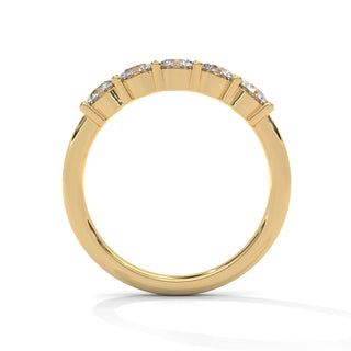 Round Cut Moissanite Five Stone Diamond Wedding Band in Yellow gold